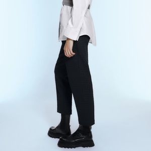 Zara High Waisted Belted Jacquard Pants